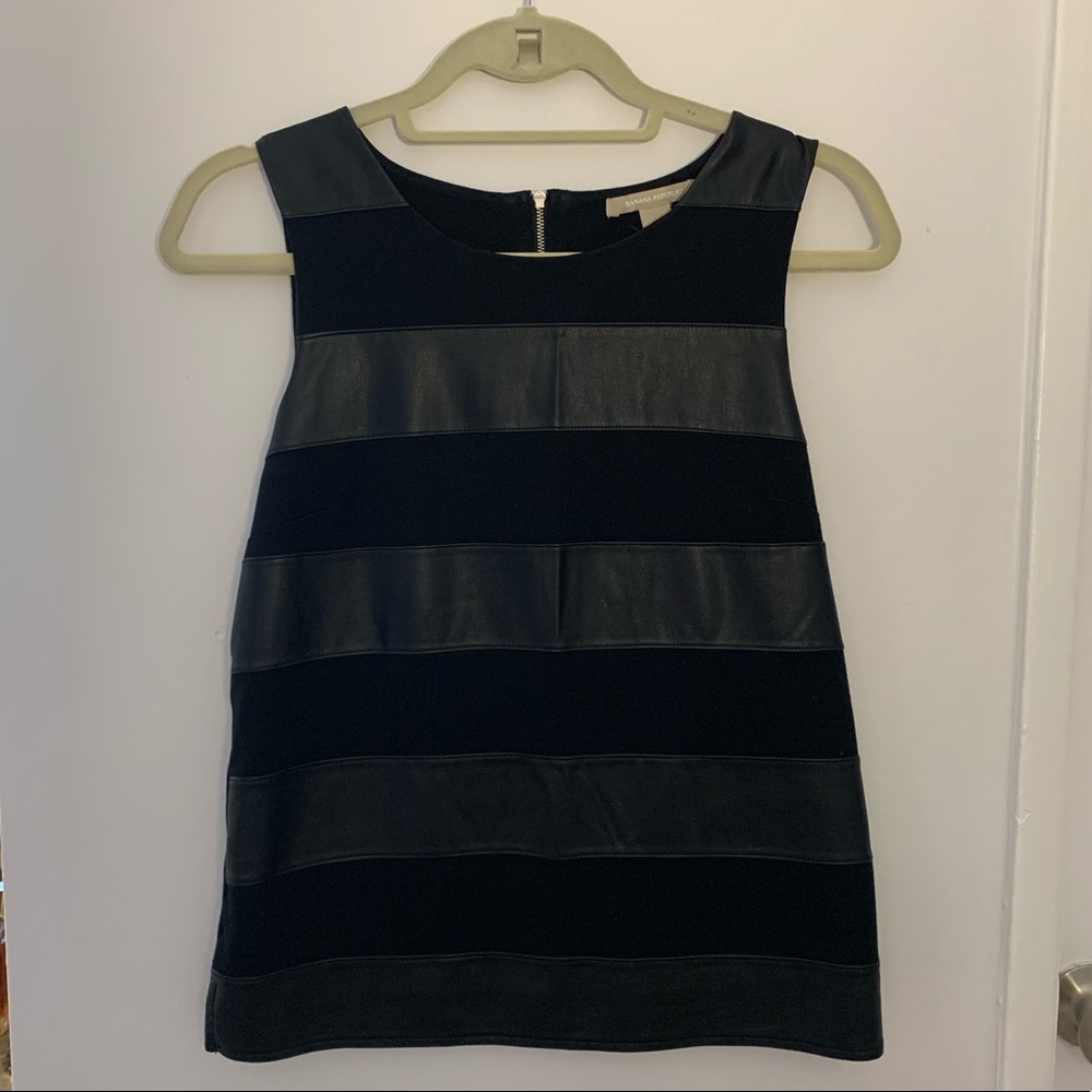 Edgy faux leather striped top with zipper
